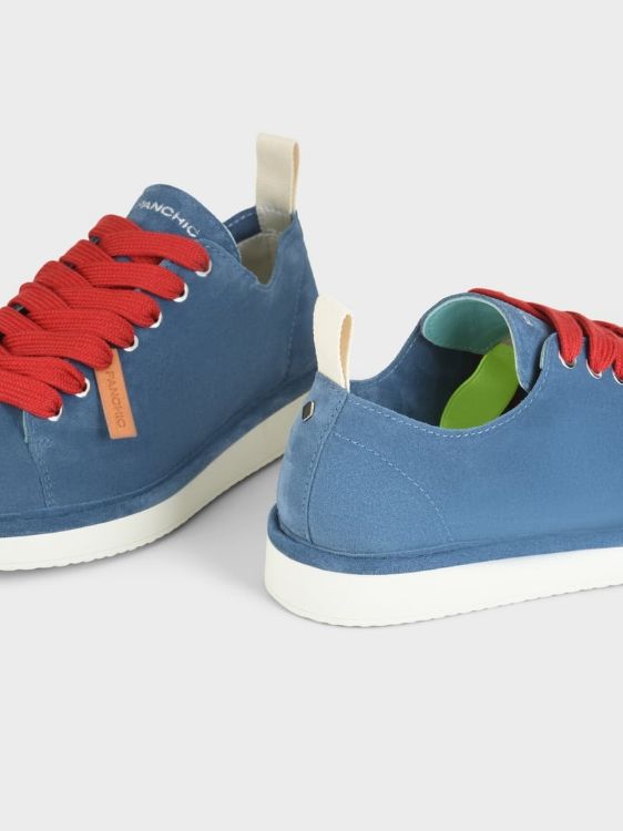 SCARPA ALLACCIATA P01 UOMO IN SUEDE BLUE-ROSSO