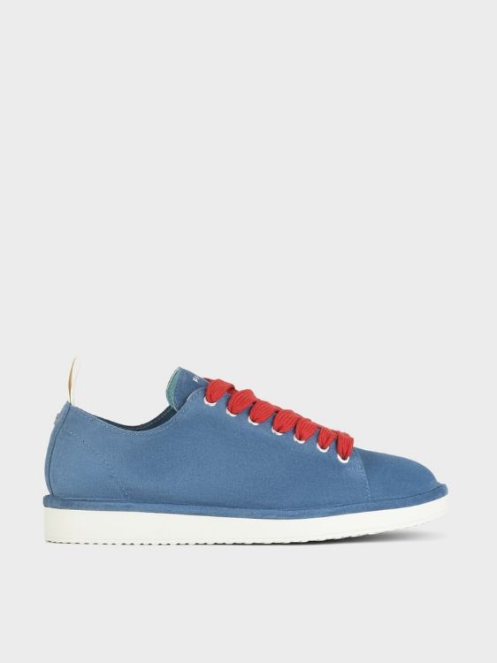 SCARPA ALLACCIATA P01 UOMO IN SUEDE BLUE-ROSSO