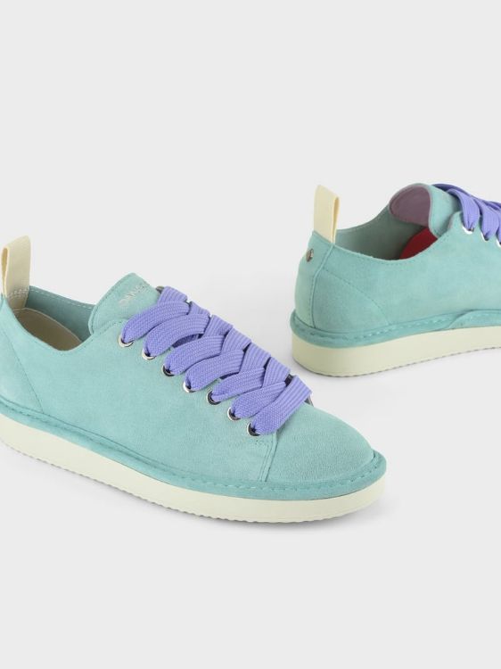 SCARPA ALLACCIATA P01 DONNA IN SUEDE ACQUAMARINA-VIOLA