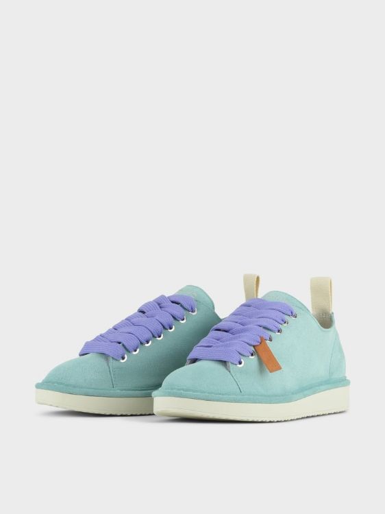 SCARPA ALLACCIATA P01 DONNA IN SUEDE ACQUAMARINA-VIOLA