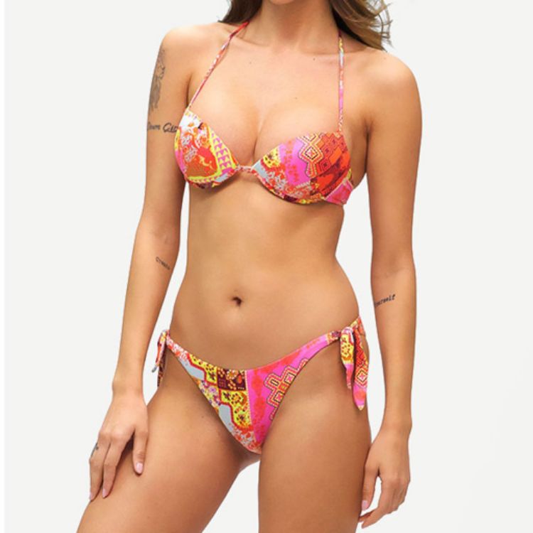 Immagine di F**k bikini reggiseno push up con slip fantasia multicolore