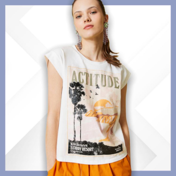 Immagine di Twinset Actitude T-shirt regular con stampa e glitter