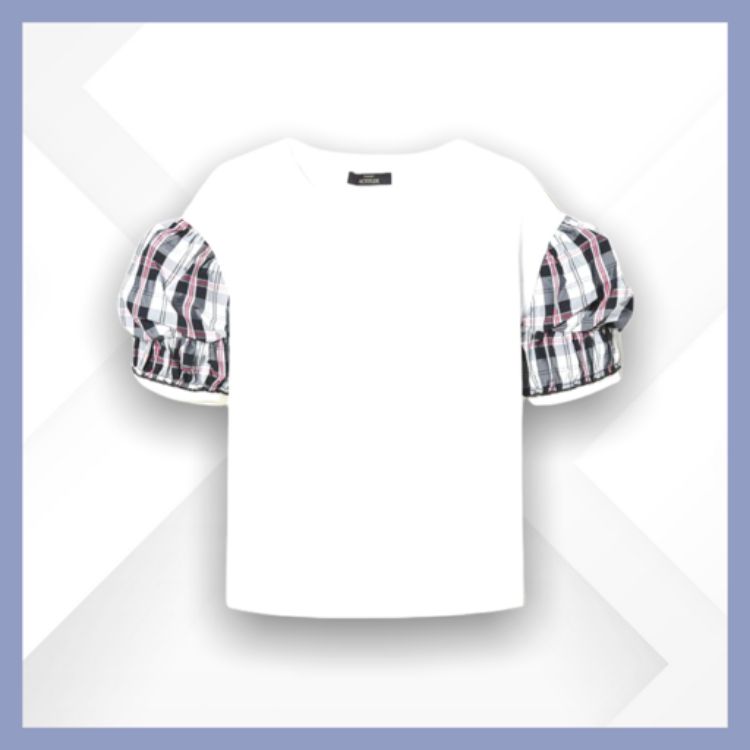 Immagine di Twinset aqctitude T-shirt con maniche in taffetà check