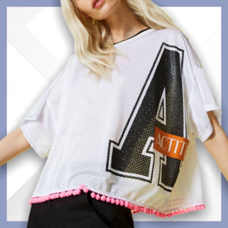 Immagine di Twinset Actitude T-shirt boxy in rete con logo