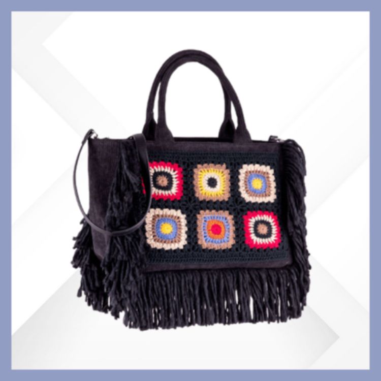 Immagine di Borsa Le Pandorine WOLLY bag crochet nera