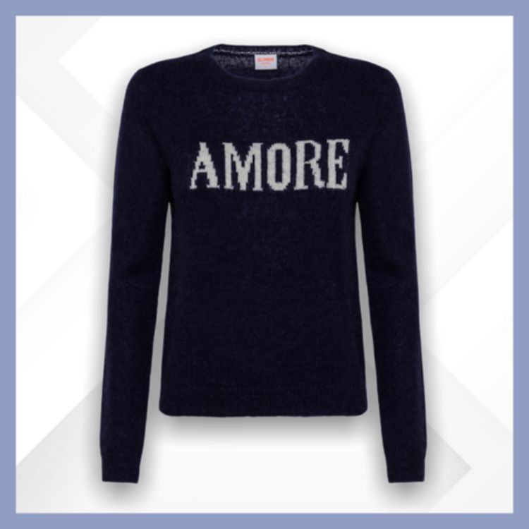 Immagine di  Sun68 maglione blu navy con scritta Amore