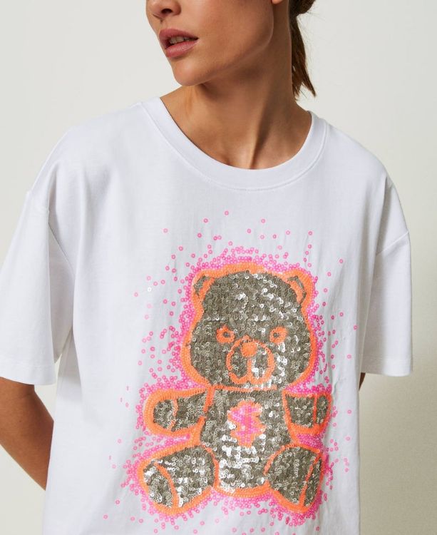 T-shirt over MYFO con grafica e paillettes